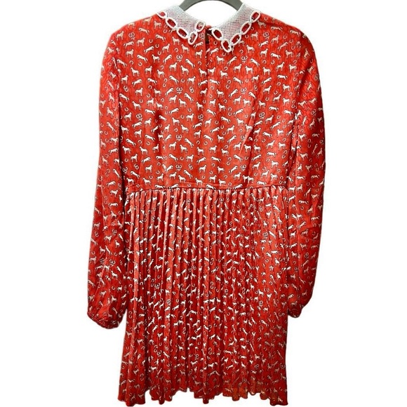 NWT Maje Rouges Raina Horse-Print Jacquard Dress with Guipure Collar Size US 4 - Picture 9 of 13